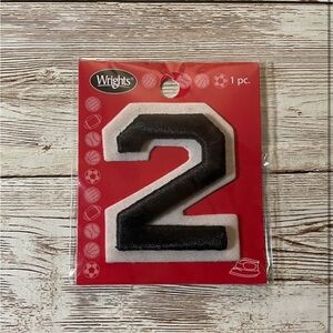 🆕 Wrights Raised Number 2 Iron On Motif Black on White Patch Embellishment 2”